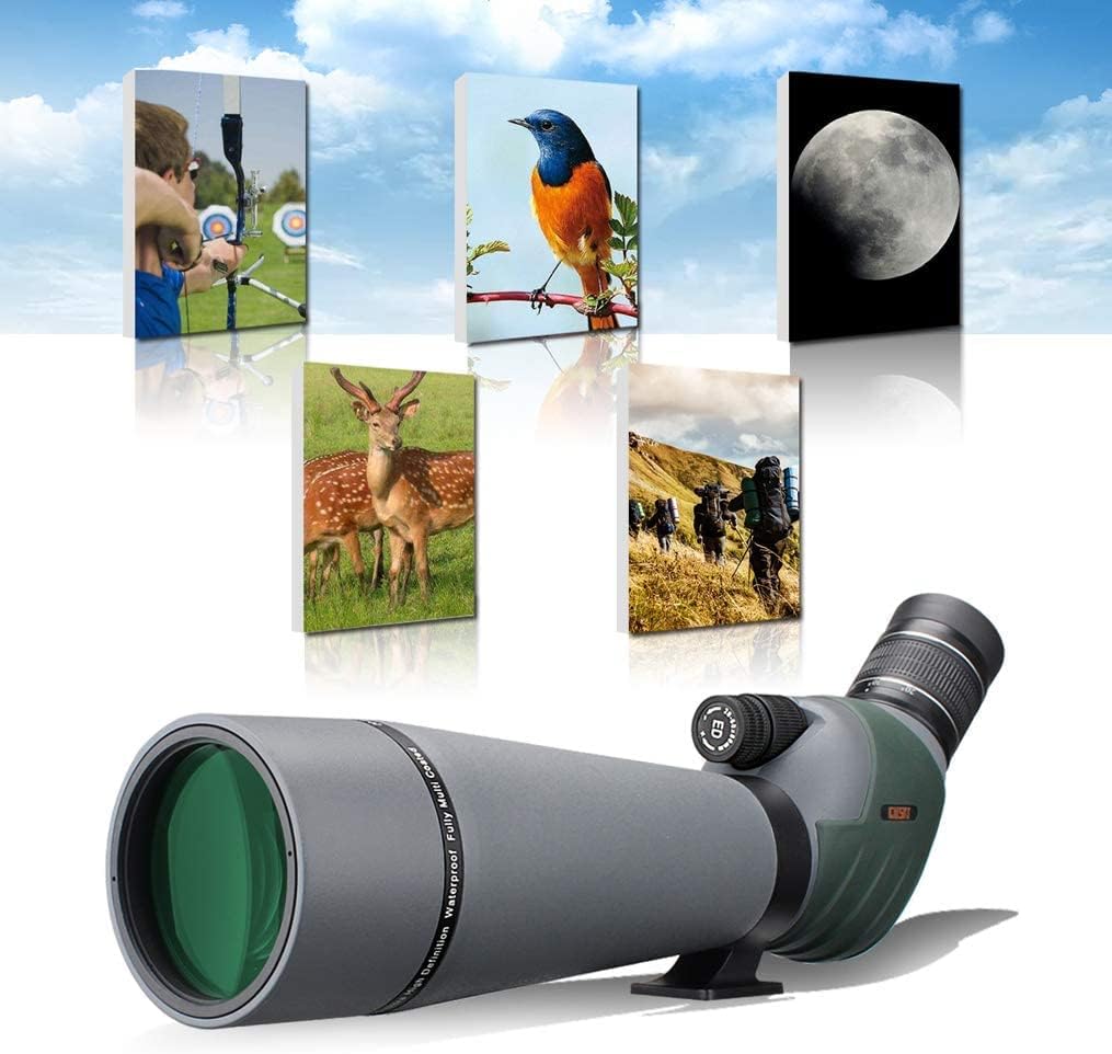 Gosky 20-60x80 Dual Focusing ED Spotting Scope - Ultra High Definition Optics Scope with Carrying Case and Smartphone Adapter for Target Shooting Hunting Bird Watching Wildlife Astronomy Scenery