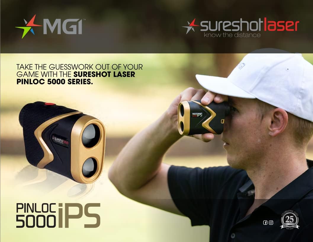 MGI Sureshot Rangefinder Golf - 5000 Series - Know The Distance - Lightweight - Water Resistant - Protective Case - Battery Included