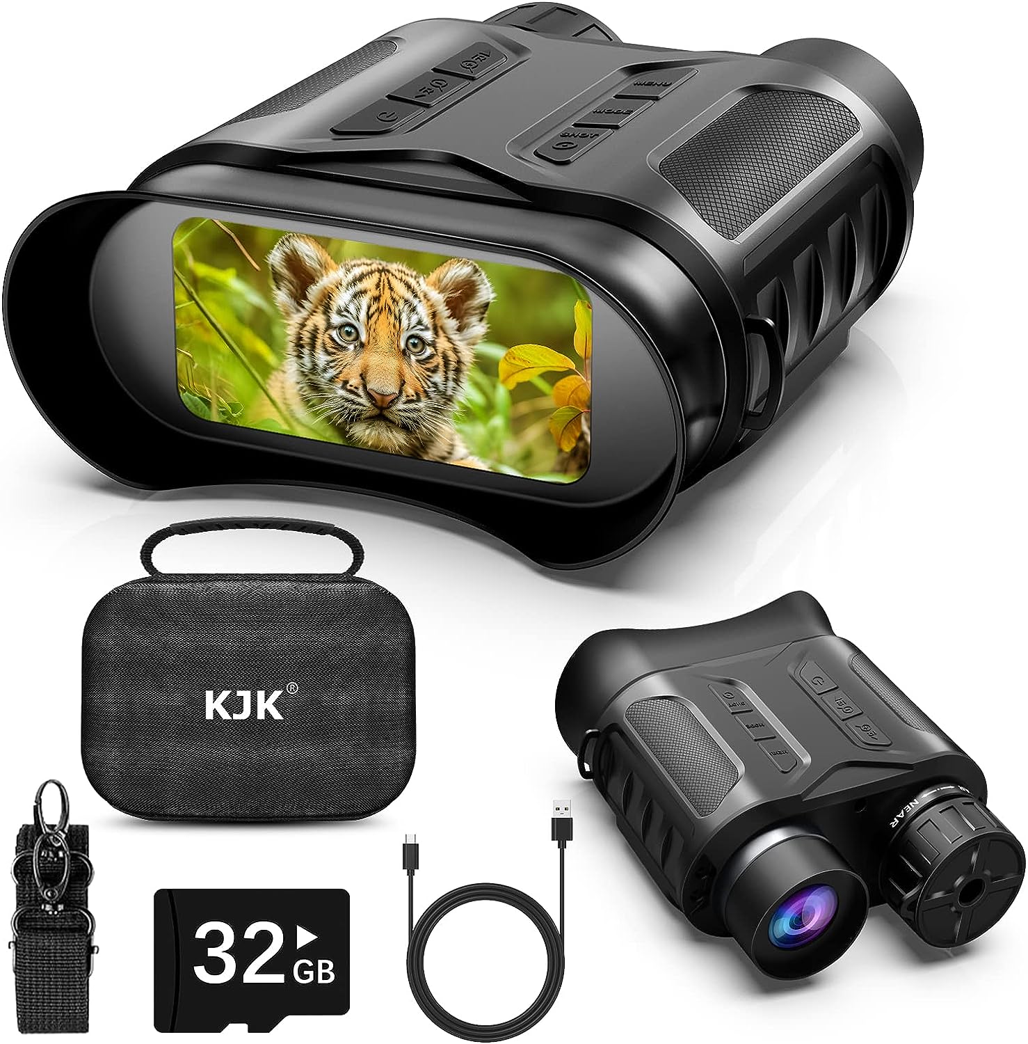 4K Digital Night Vision Goggles Binoculars for Total Darkness, Infrared Digital Night Vision, 32GB Memory Card for Photo and Video Storage, 3 Large Screen Perfect for Hunting and Farm Monitoring