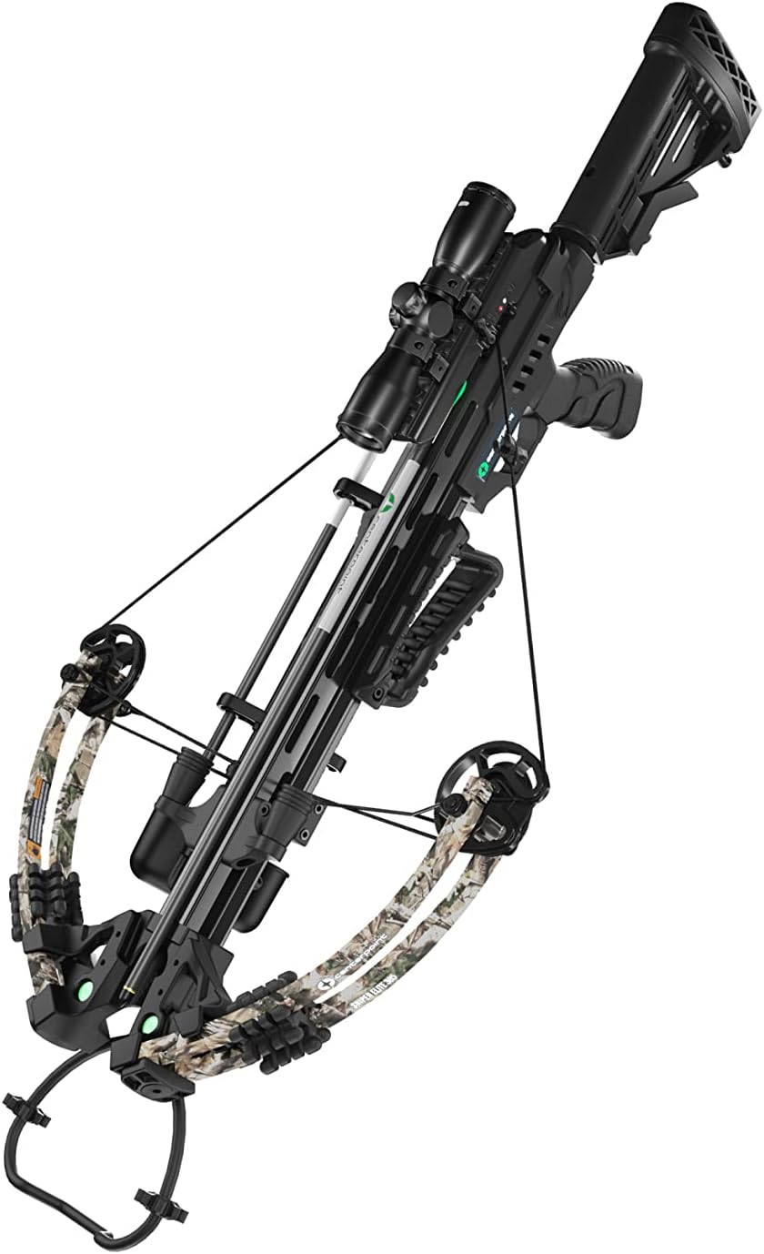 CenterPoint Archery Sniper Elite 385 Crossbow Package C0004 With 4x32mm Scope, Quiver And Arrows, Black/Camo