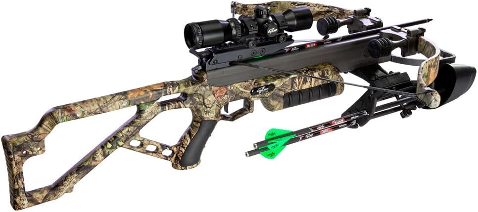 Excalibur Mag 340 Accurate Durable Safety Hunting Archery Crossbow - 1-inch Scope Rings, 3 Quill 16.5 Arrows, 4-Arrow Quiver Included