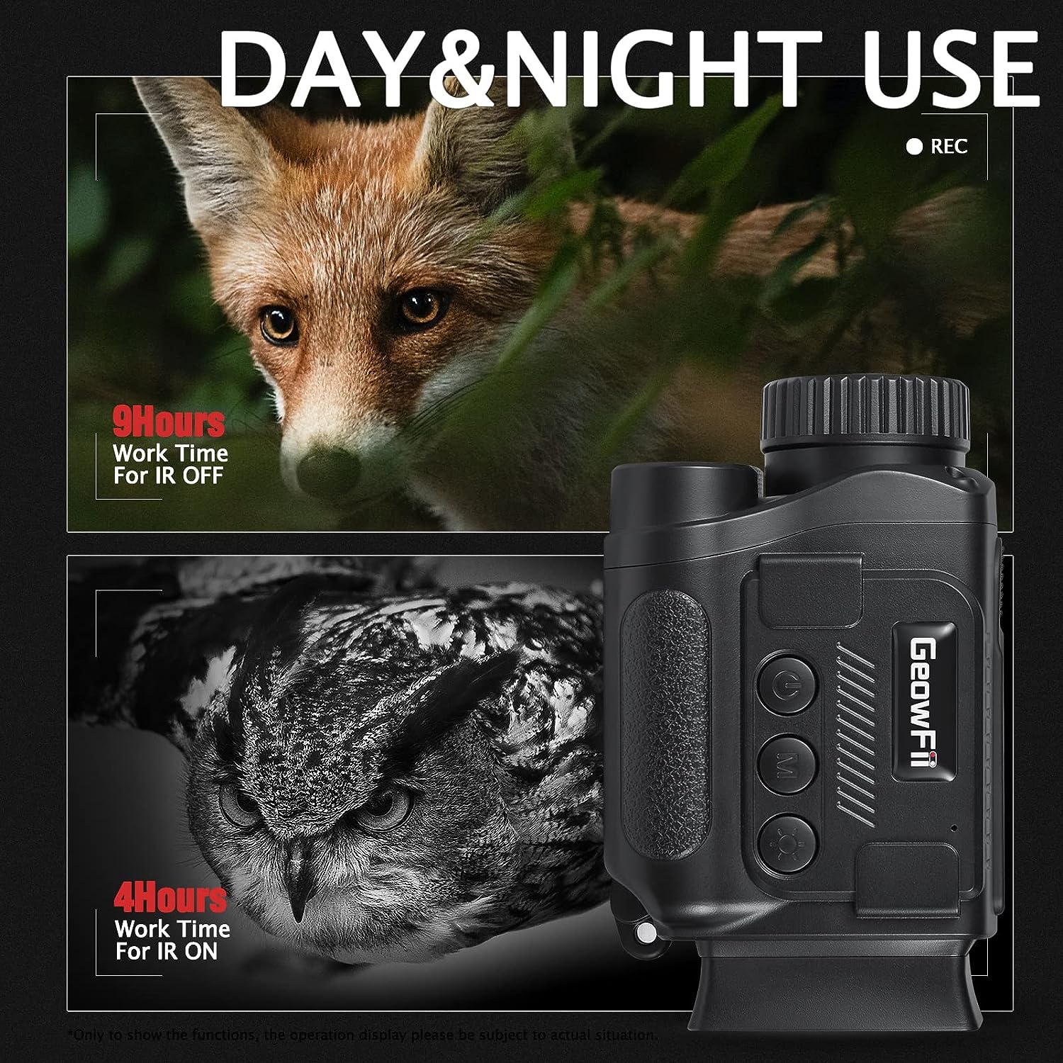 Night Vision Monocular, 4K Upgraded Digital Monocular with Night Vision, Infrared Goggles Binoculars with 8X Zoom 2000mAh Rechargeable Battery, for Adult Hunting Camping Travel, with 32GB Card