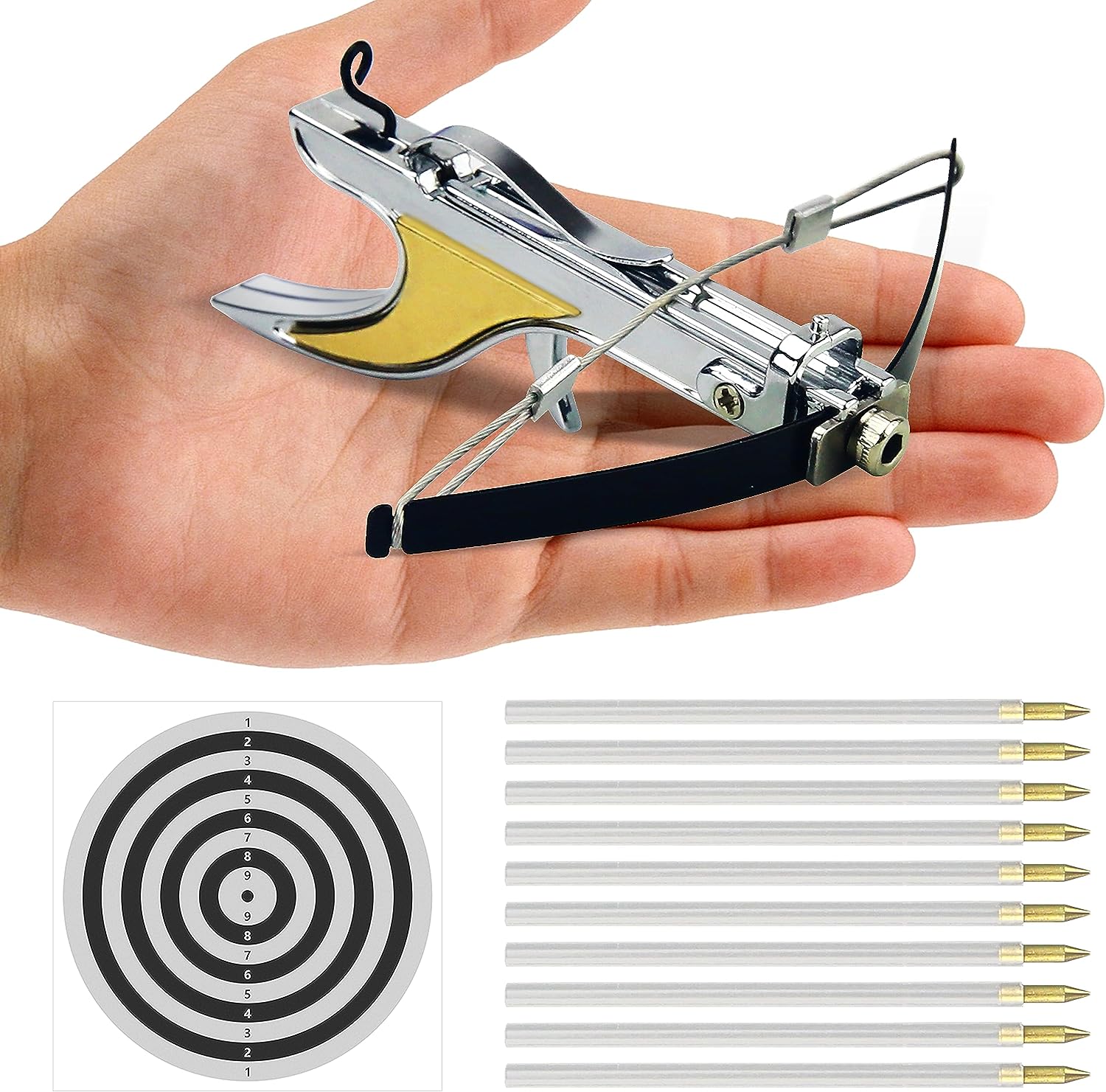 TIQAOTE Pocket Crossbow Mini Crossbow Model Bow and Arrow Hunting Outdoor Miniature Crossbow Art Craft Collectible for Adult