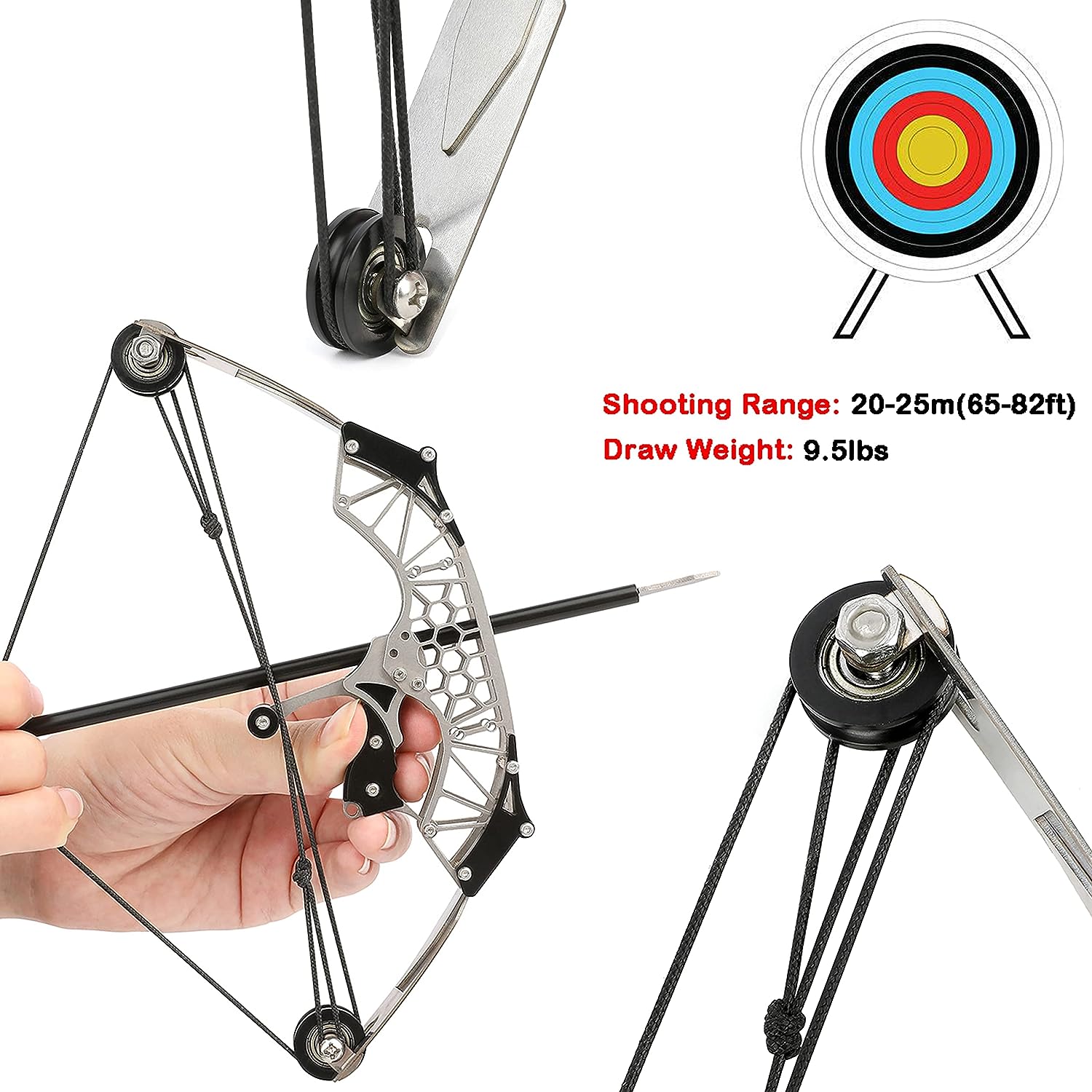 ZSHJGJR 6/7.4/7.9/8.6 Mini Compound Bow and Arrows Set for Target Shooting Hunting Games Pocket Bow Survival Bow Archery Gift